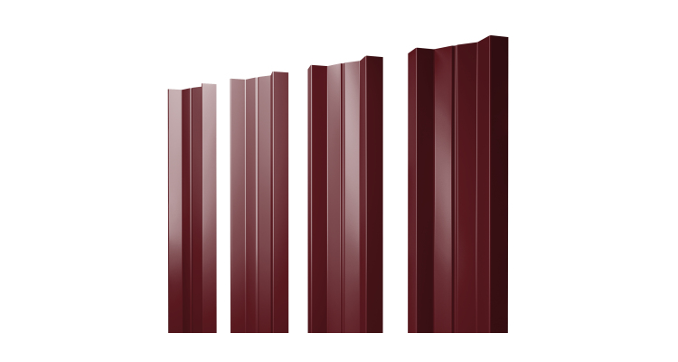 Штакетник М-образный А с прямым резом 0.4 PE RAL 3005 красное вино